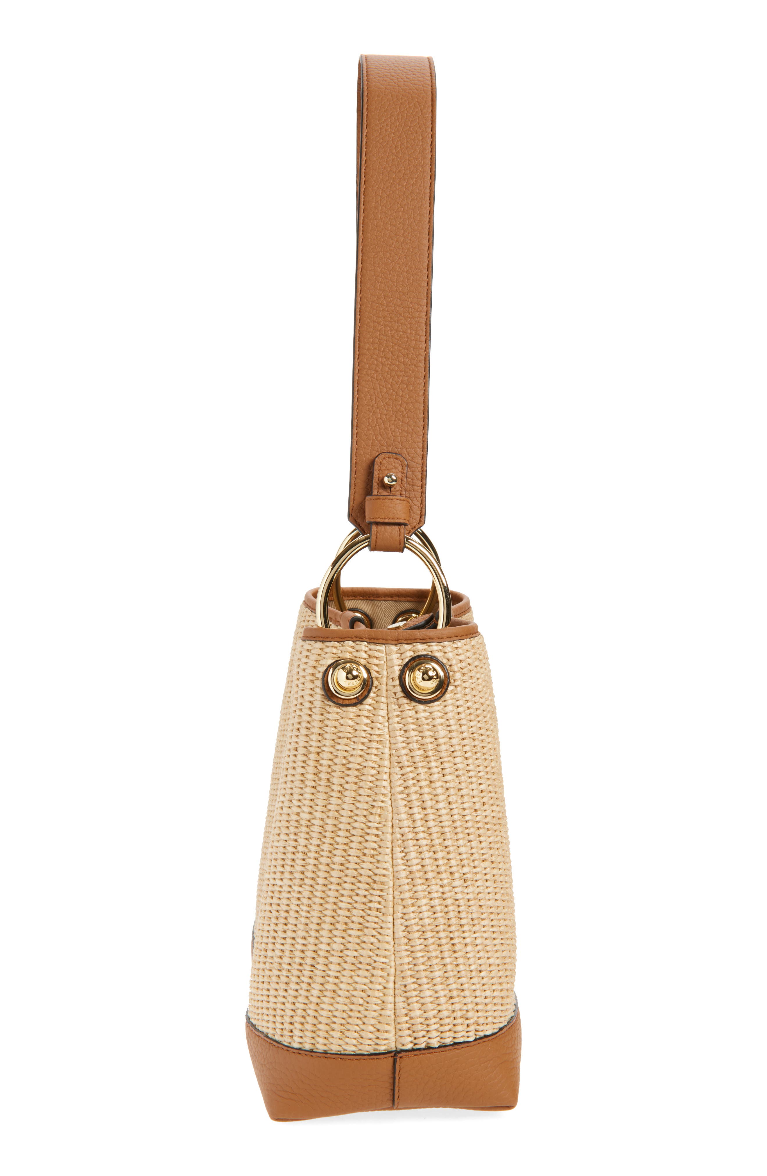 Strathberry Lana Two-Tone Raffia Hobo Bag, Alternate, color, Tan/ Natural