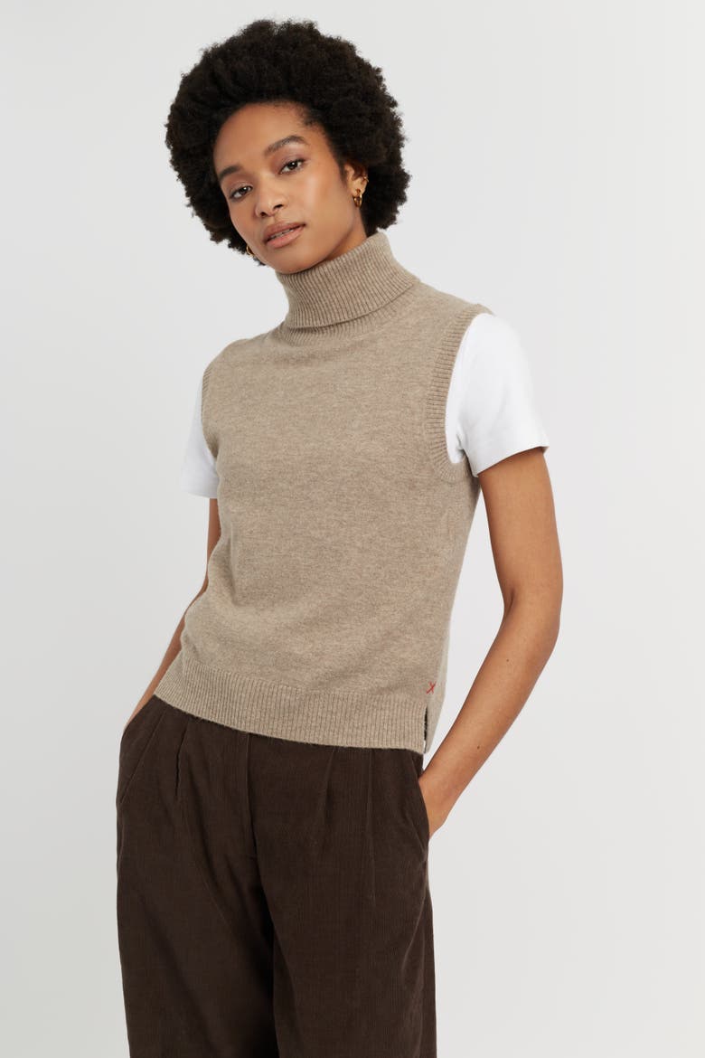 Wool-cashmere High-neck Tank, Alternate, color, Warm Oatmeal