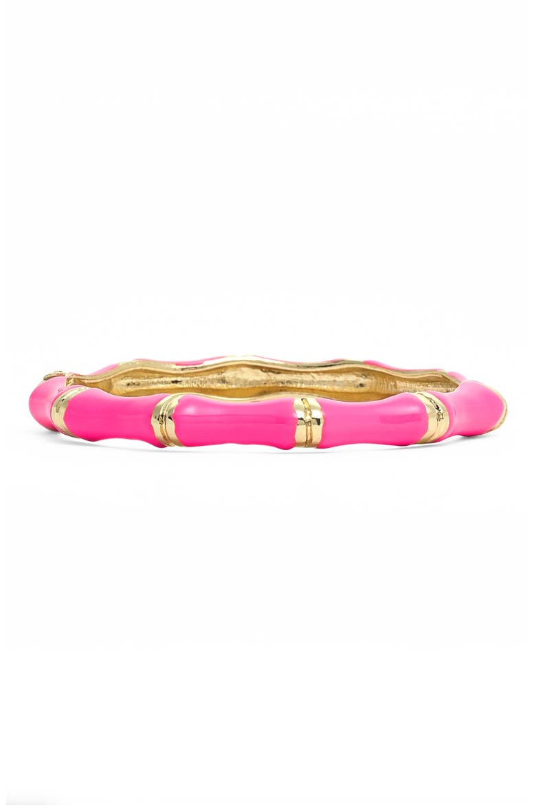 Small Bamboo Enamel Bangle, Main, color, BRIGHT PINK/ GOLD