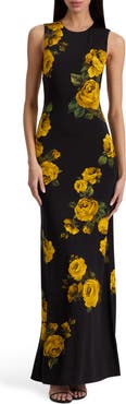 Alice + Olivia Delora Floral Open Back Body-Con Maxi Dress