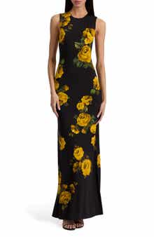 Alice + Olivia Delora Floral Open Back Body-Con Maxi Dress