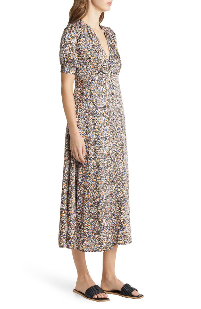 Boden Floral Satin Midi Dress, Alternate, color, 