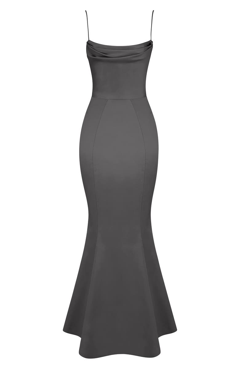 HOUSE OF CB Violette Satin Mermaid Gown, Alternate, color, Dark Grey