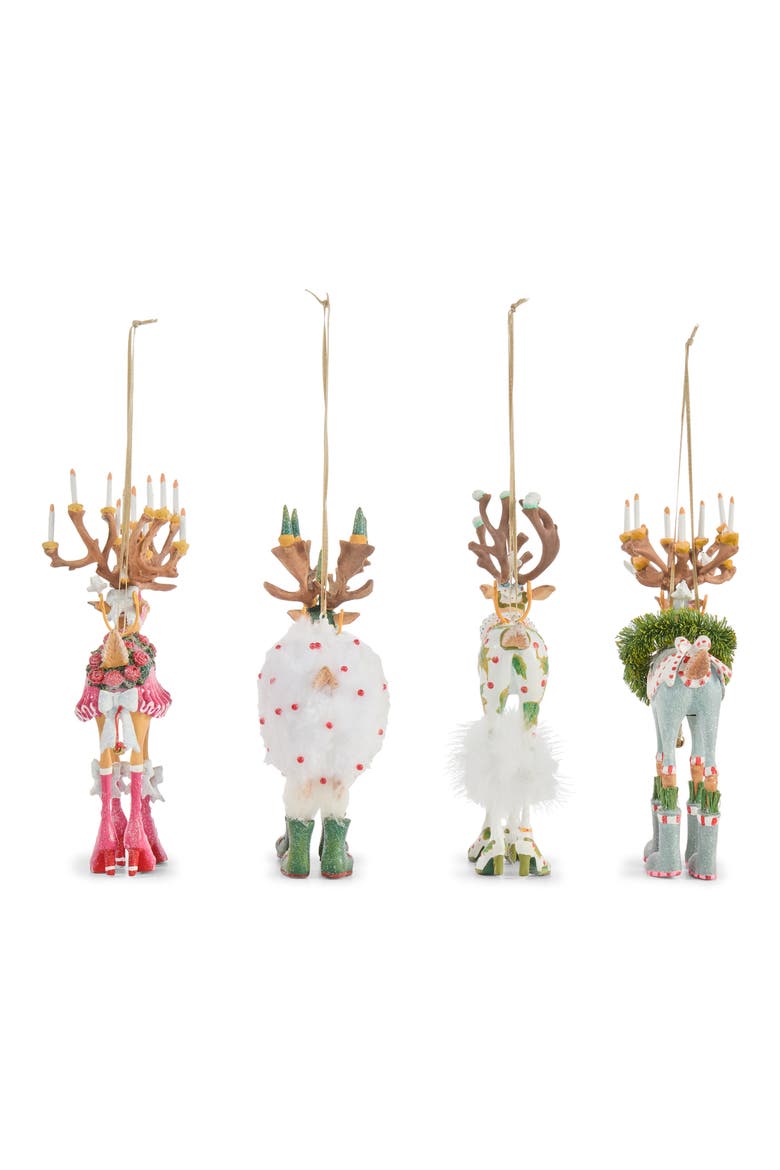 Patience Brewster Dash Away 4-Piece Reindeer Ornament Set, Alternate, color, MULTI