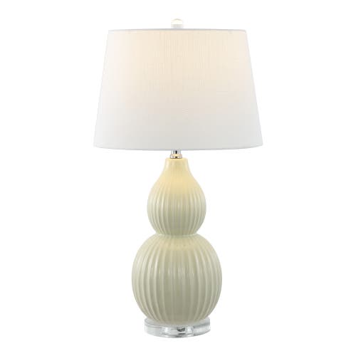 Jonathan Y Thatcher 28.25" Contemporary Transitional Ceramic Led Table Lamp In Light Olive