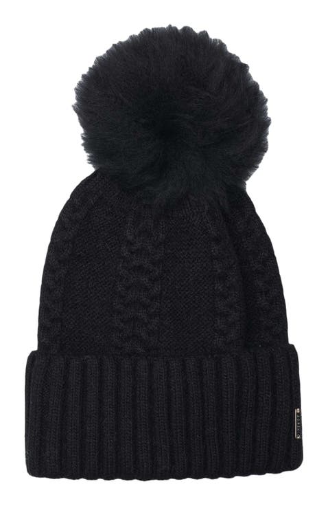 Knit Hat With Toscana Lamb Pompom