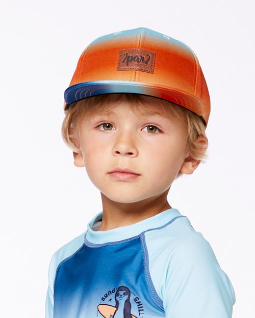 Deux Par Deux Boy's Printed Cap Navy Blue, Turquoise, And Orange In Navy Blue Turquoise And Orange