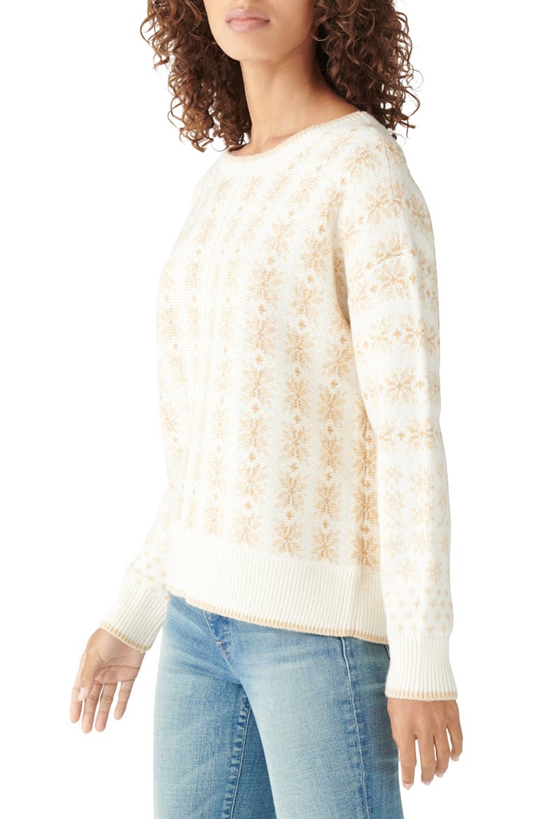 Snowflake Cotton Blend Sweater, Alternate, color, CREAM MULTI