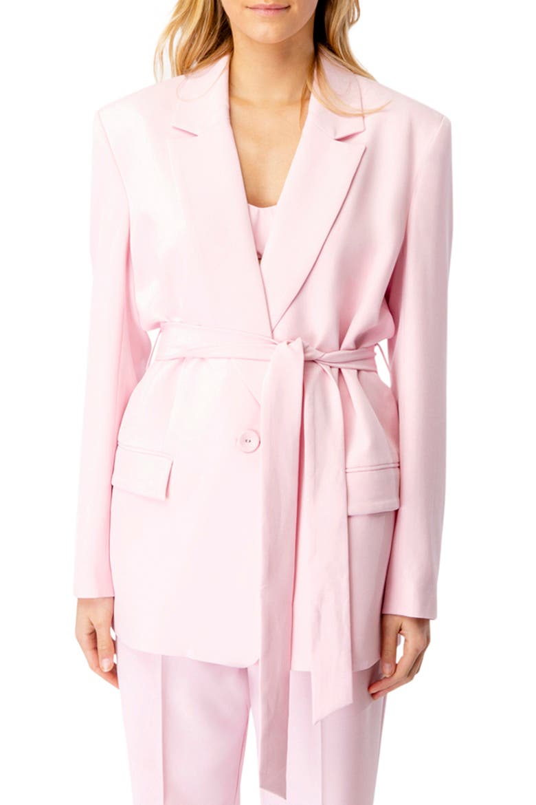 Tie Belt Blazer, Main, color, SOFT PINK