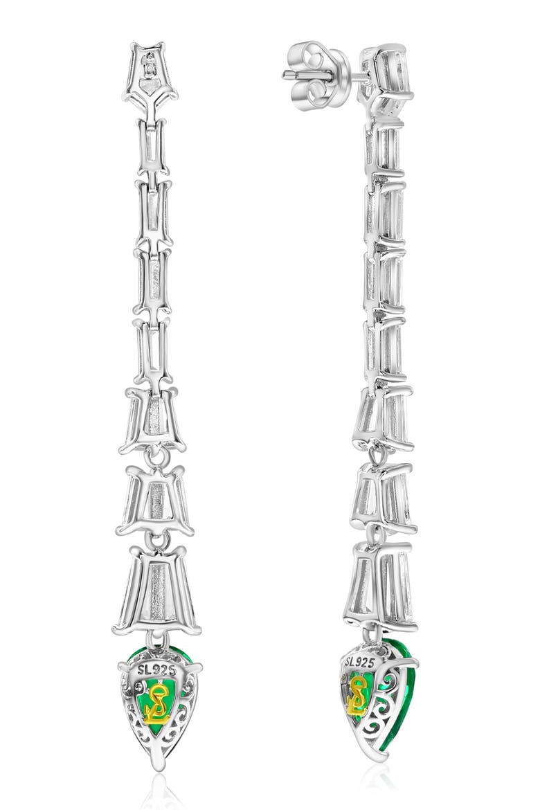 Gala Cubic Zirconia Linear Drop Earrings, Alternate, color, GREEN