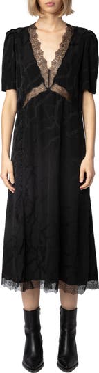 Zadig & Voltaire Redox Jac Chaines Lace Trim Silk Dress | Nordstrom