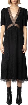 Zadig & Voltaire Redox Jac Chaines Lace Trim Silk Dress