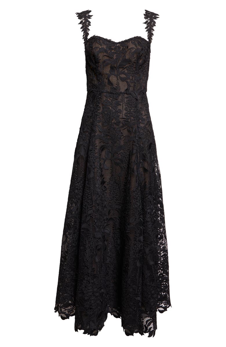 Oscar de la Renta Foxgloves Sleeveless Guipure Lace Gown, Alternate, color, Black