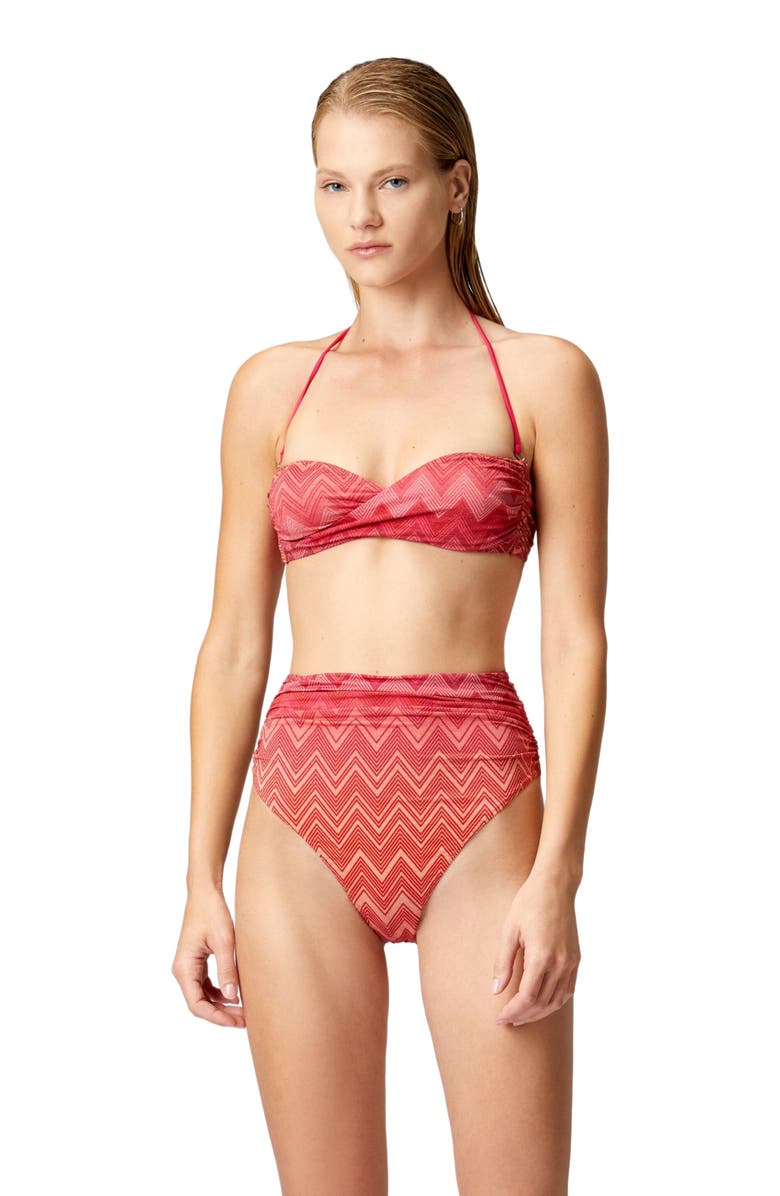 Missoni Zig Zag Lamé Stretch Nylon Bikini With High Bottom, Main, color, Red