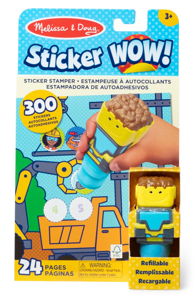 Melissa & Doug Sticker Wow! Construction Activity Pad & Sticker Stamp, Alternate, color,