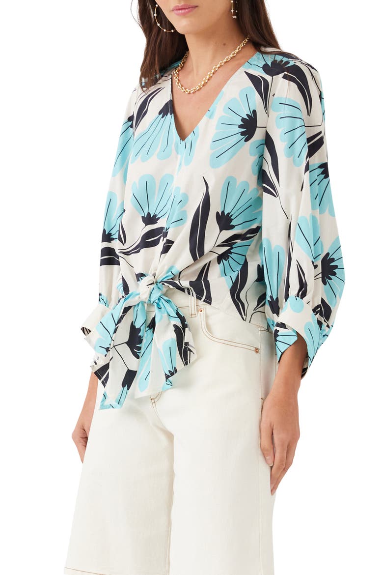 Print Tie Front Top, Alternate, color, PRINT