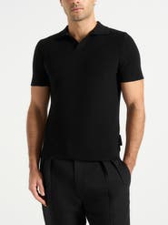 Manière De Voir Rowen Textured Knit Revere Polo Shirt