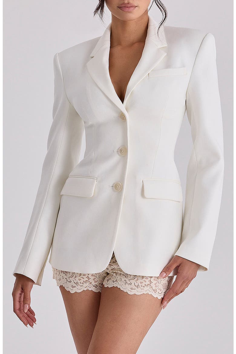 Luella Hourglass Crepe Jacket, Main, color, VINTAGE IVORY