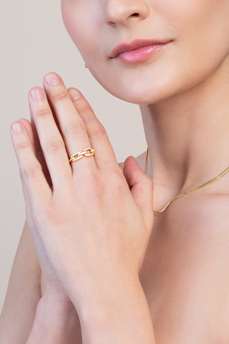 Studded Twist Chain Ring, Alternate, color, Gold
