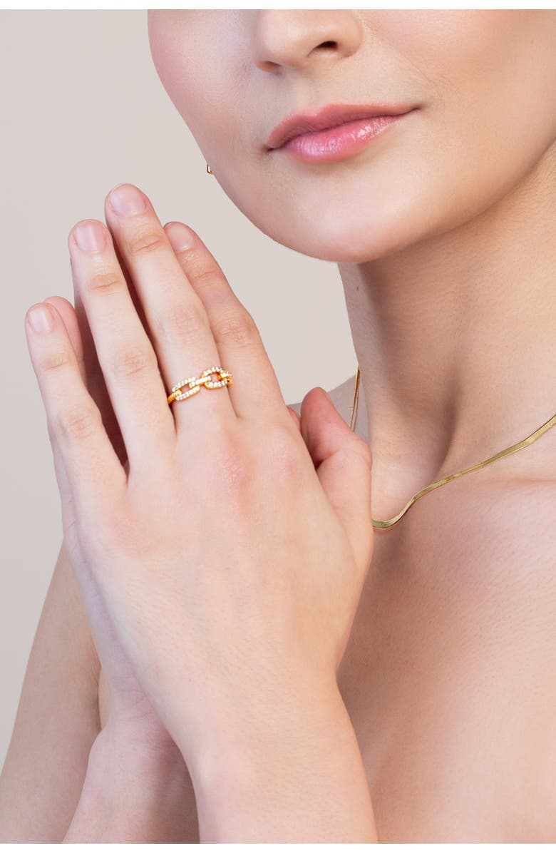 Zynnia Collective Studded Twist Chain Ring, Alternate, color, Gold