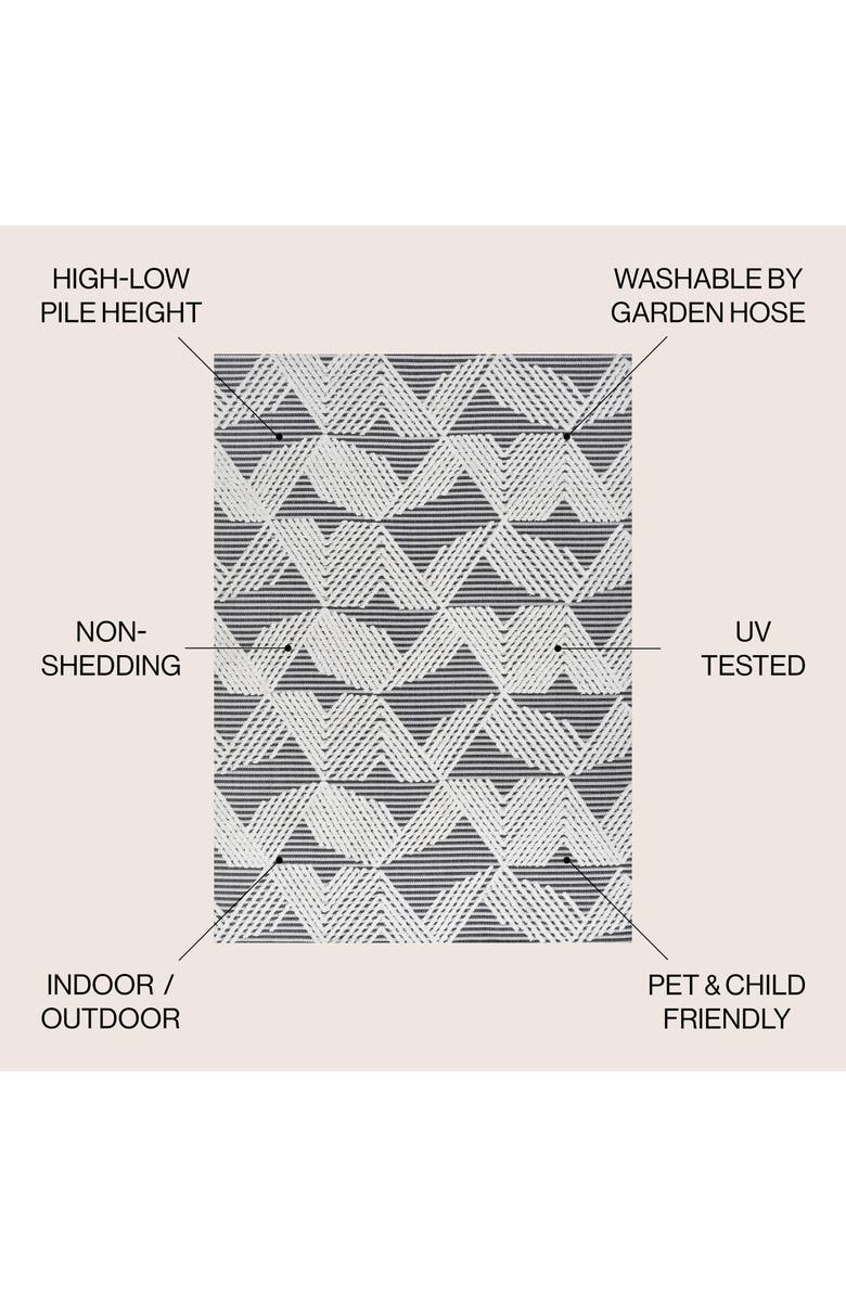 JONATHAN Y Jazz High-Low Pile Art Deco Geometric Indoor/Outdoor Area Rug, Alternate, color, Black/Ivory