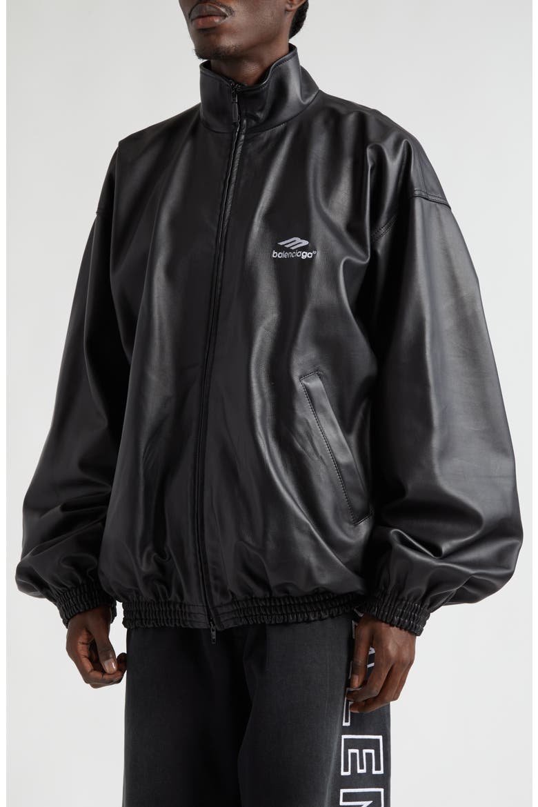 3B Logo Oversize Leather Track Jacket (Men) | Nordstrom