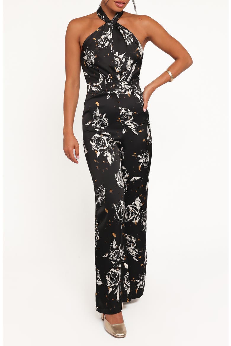 Raelynn Floral Halter Jumpsuit, Main, color, BLACK FLORAL