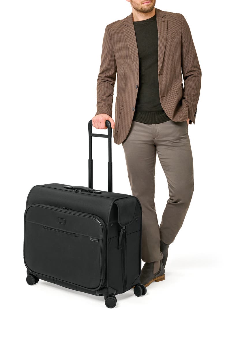 Baseline Deluxe Wardrobe Spinner Suitcase, Alternate, color, BLACK
