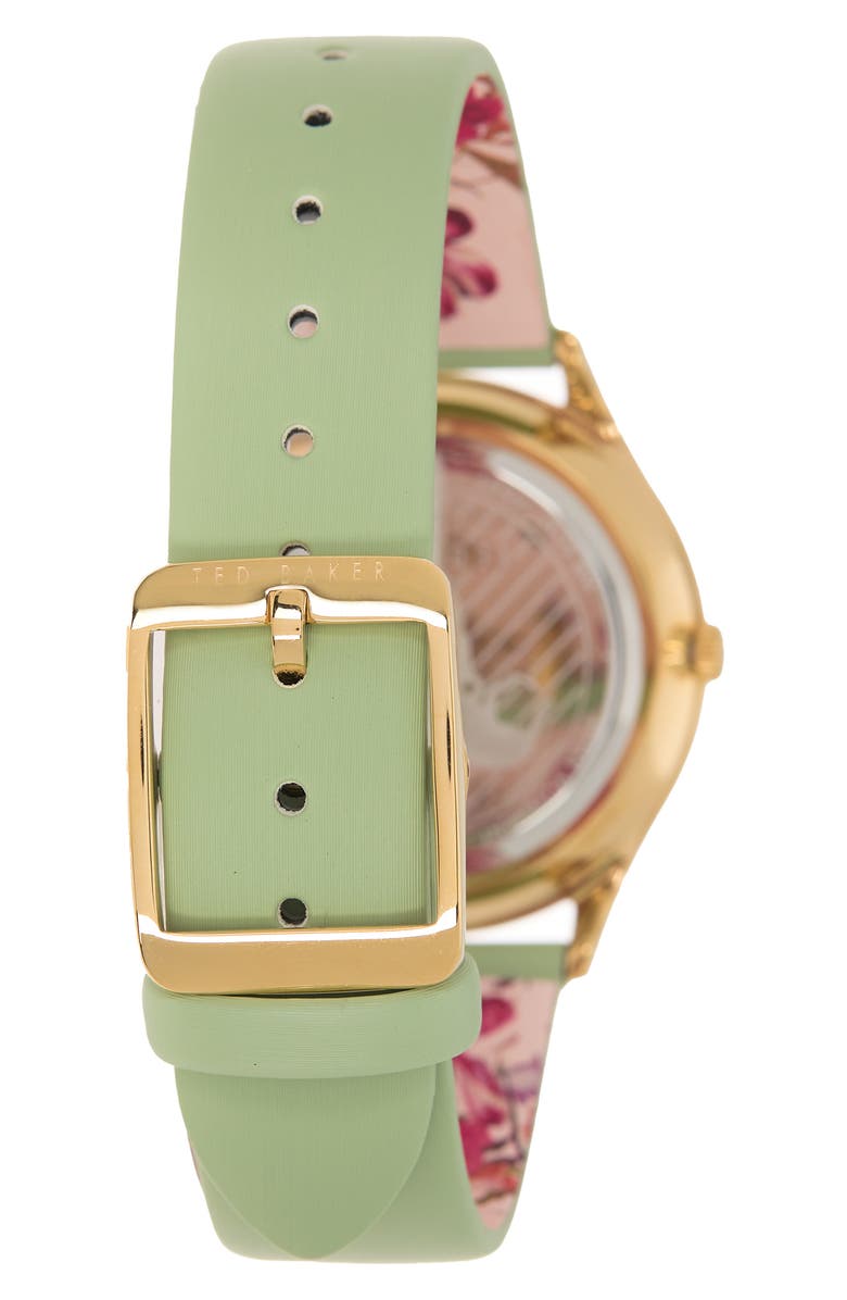 Ted Baker London Belgravia Leather Strap Watch, 35mm, Alternate, color, Green