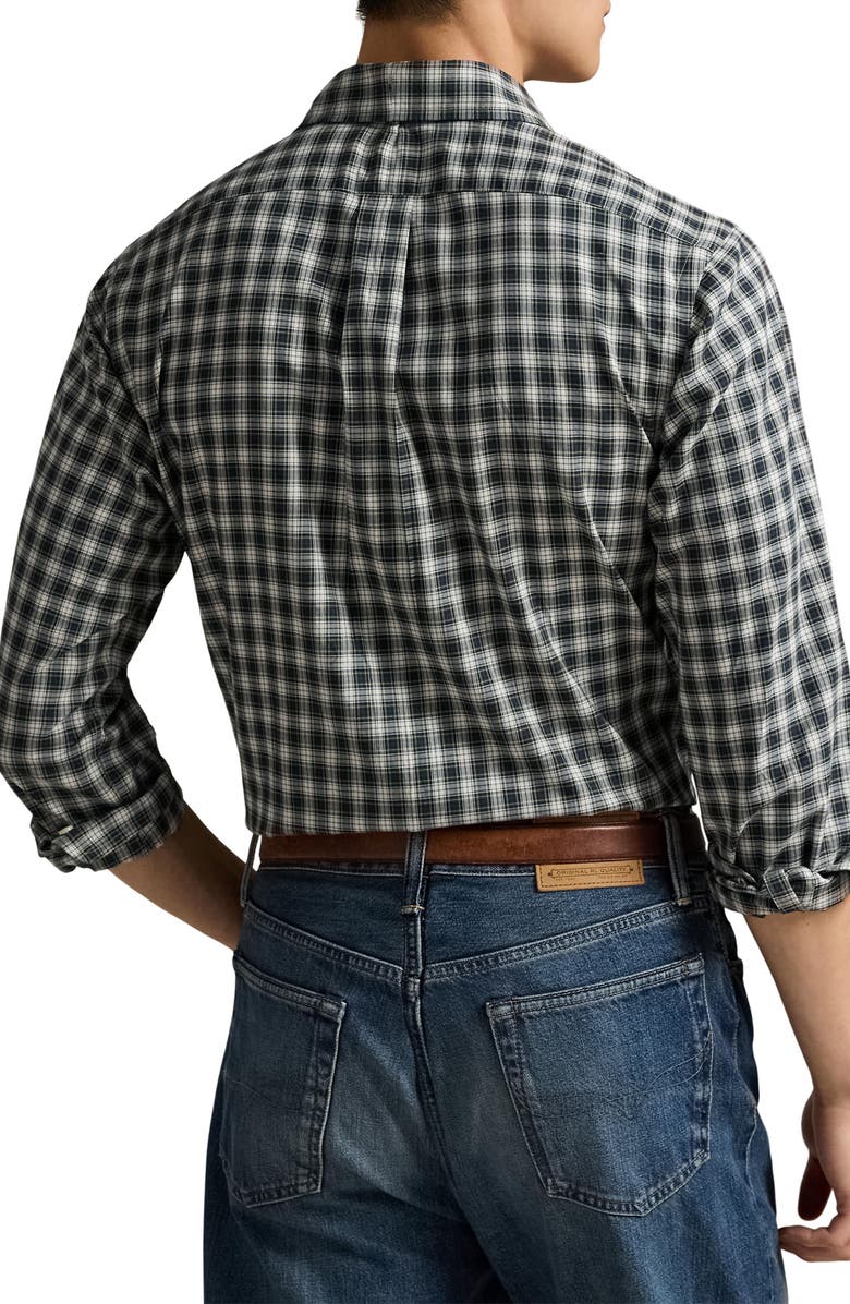 Polo Ralph Lauren Classic Fit Gingham Sanded Twill Button-Down Shirt, Alternate, color, Blue Green Multi