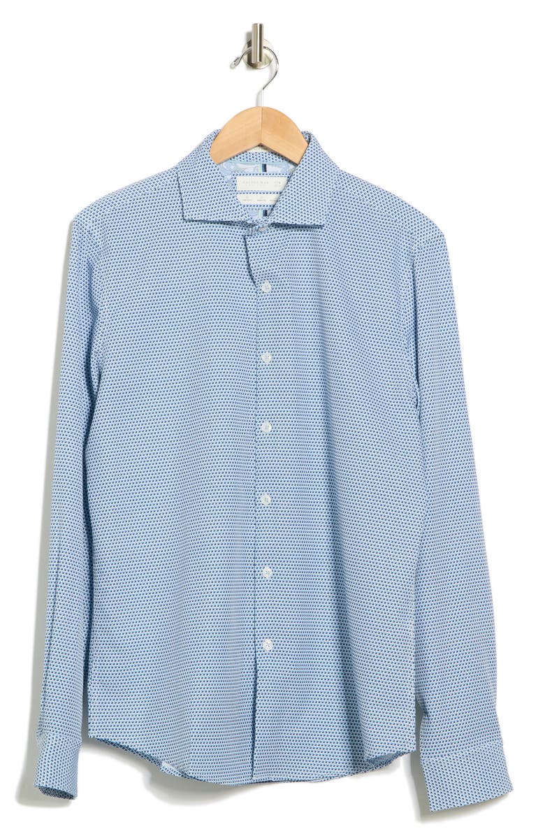 DENIM AND FLOWER Geo Tech Long Sleeve Shirt, Alternate, color, White With Navy And Blue