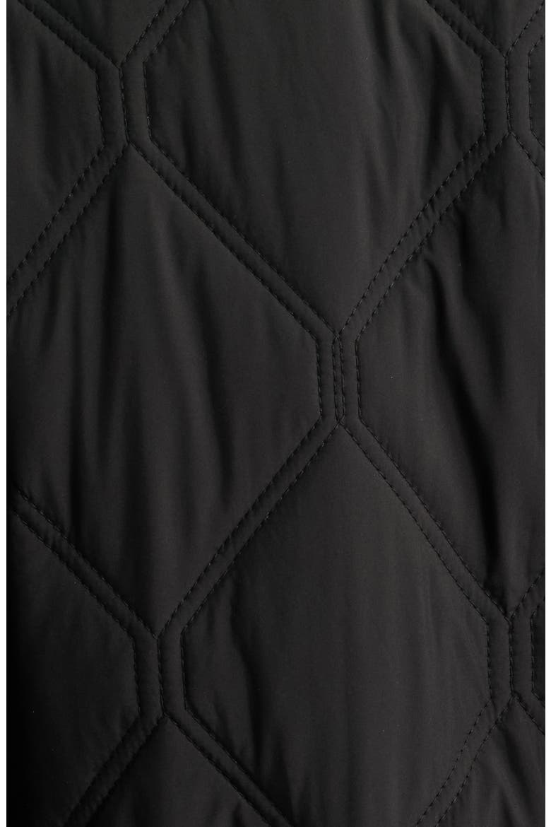 Hooded Diamond Quilted Long Coat, Alternate, color, BLACK