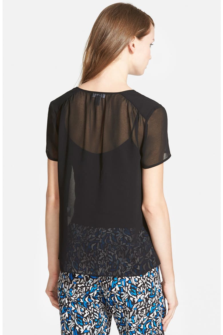 Gathered V-Neck Top, Alternate, color, BLACK