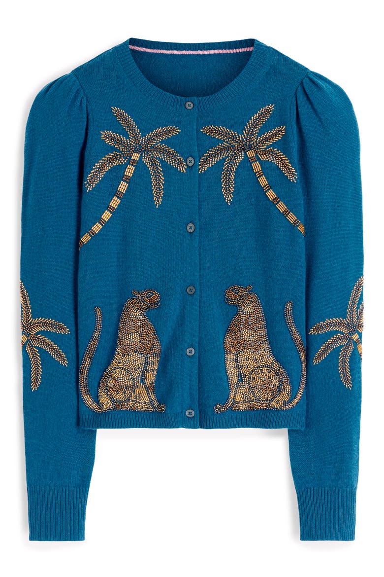Ria Embellished Cardigan, Alternate, color, BLUE, PALM
