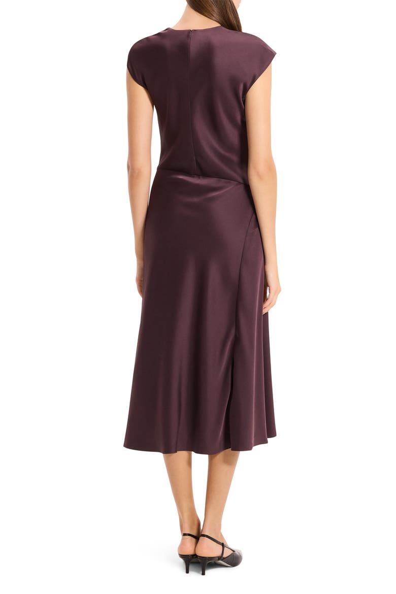 Twist Bodice Satin Midi Dress, Alternate, color, DEEP PLUM
