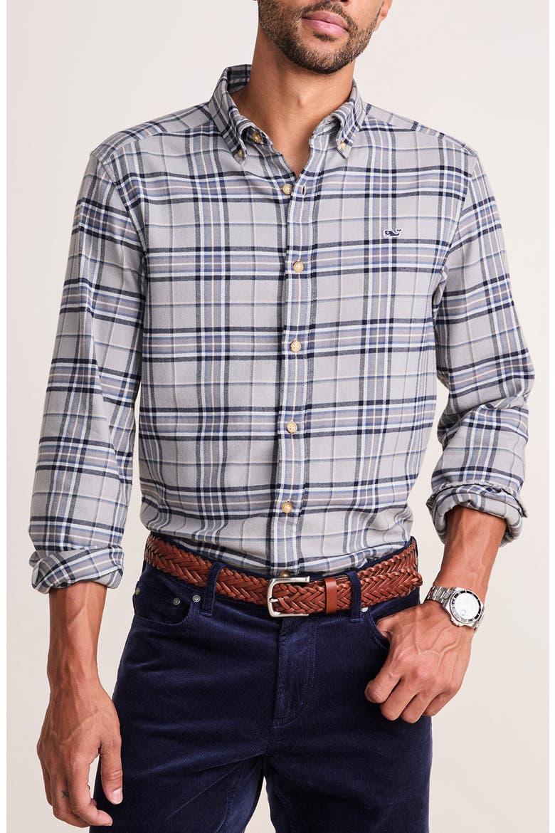 Plaid Whale Flannel Button-Down Shirt, Main, color, FA24_18 - ULTIMATE GREY