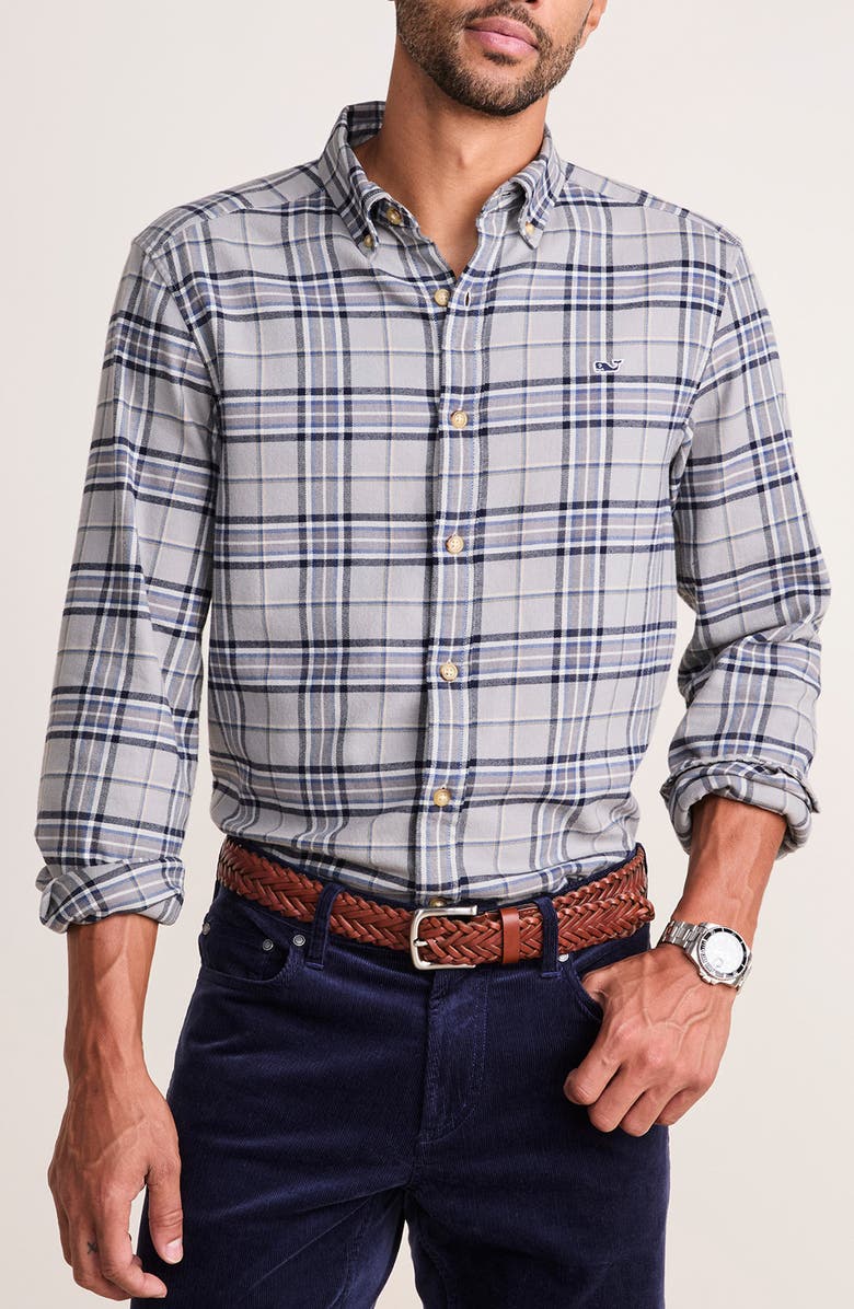 vineyard vines Plaid Whale Flannel Button-Down Shirt, Main, color, 