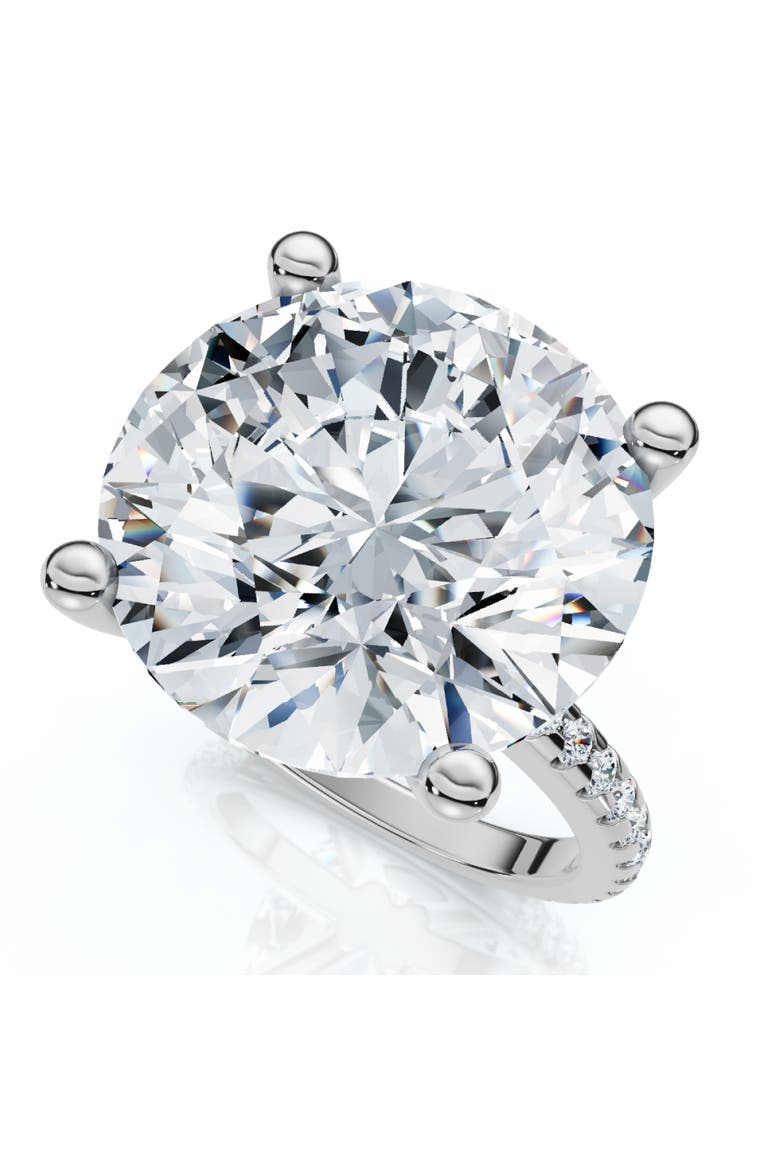 Certified 10 1/3Ct Round Diamond Engagement Ring With Accents 14k Gold Lab Grown, Alternate, color, 14k White Gold