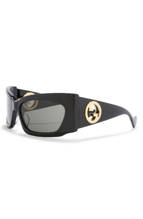 Gucci 62mm Rectangular Sunglasses In Black Black Grey