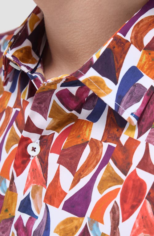 Bugatchi Julian Shaped Fit Abstract Print Stretch Button-up Shirt