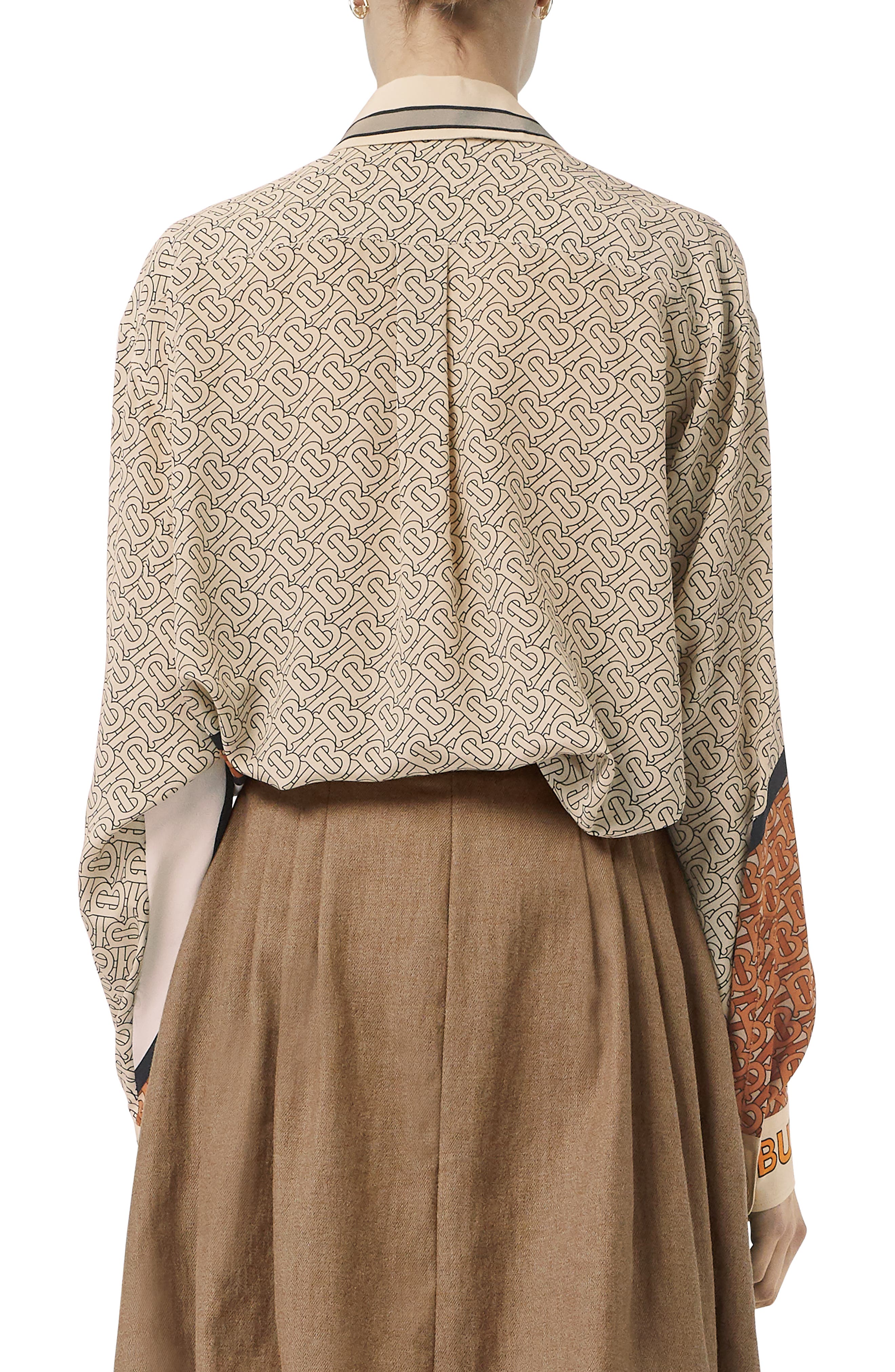 Unicorn & TB Monogram Print Silk Shirt - image 2