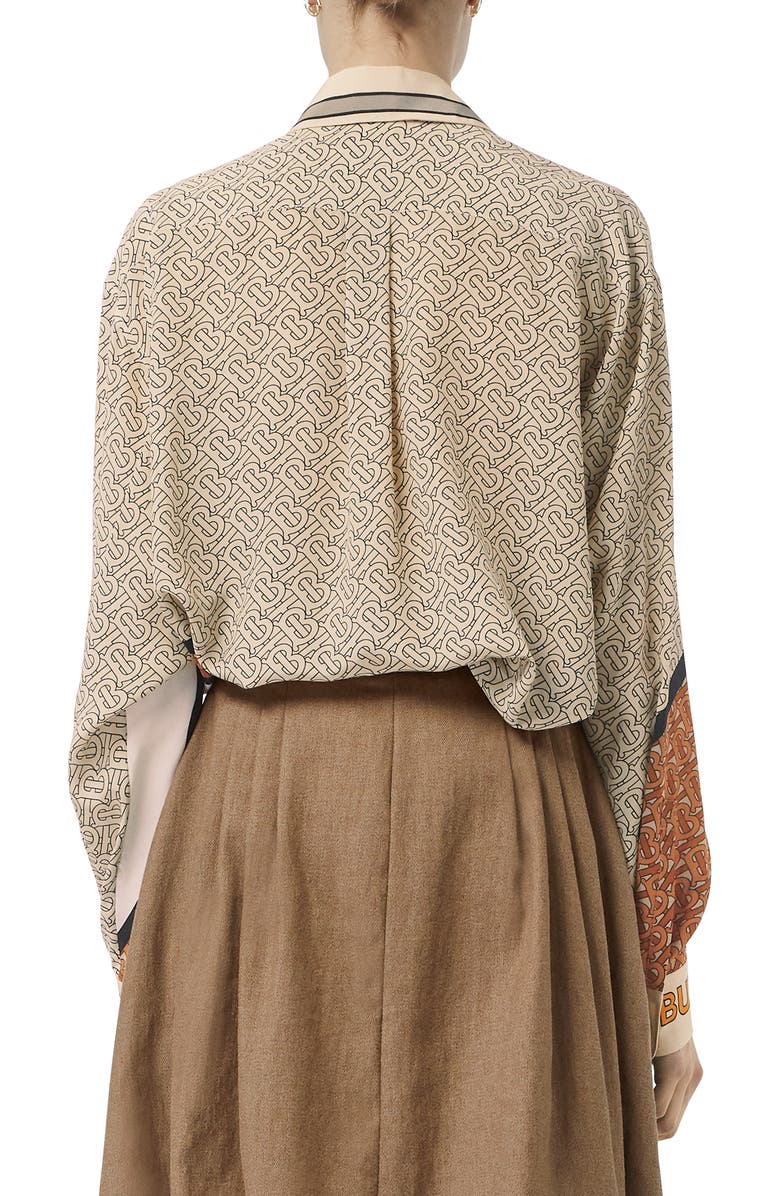 Burberry Unicorn & TB Monogram Print Silk Shirt, Alternate, color, 