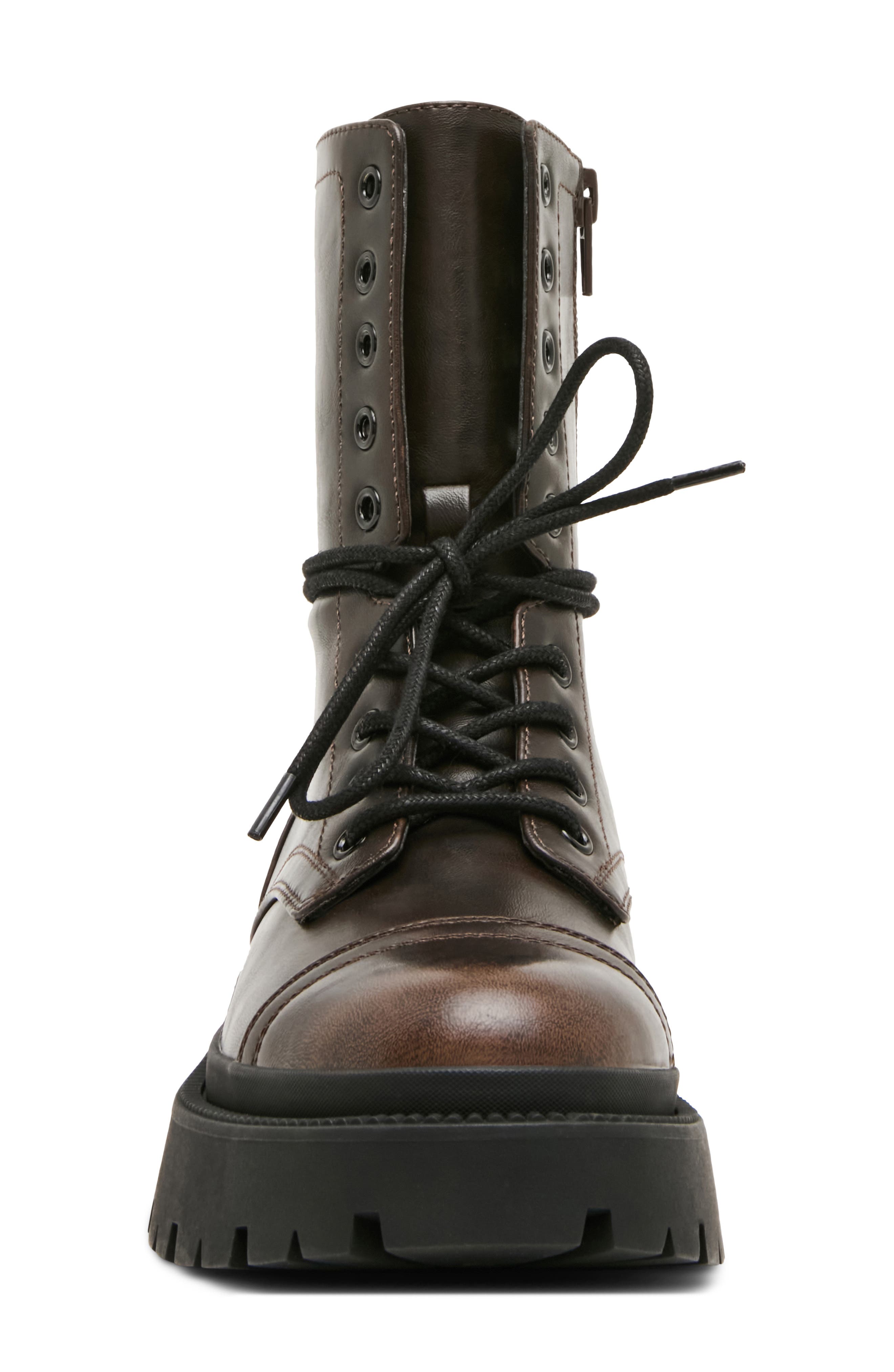 Ariella Lace-Up Combat Boot, Alternate, color, BROWN