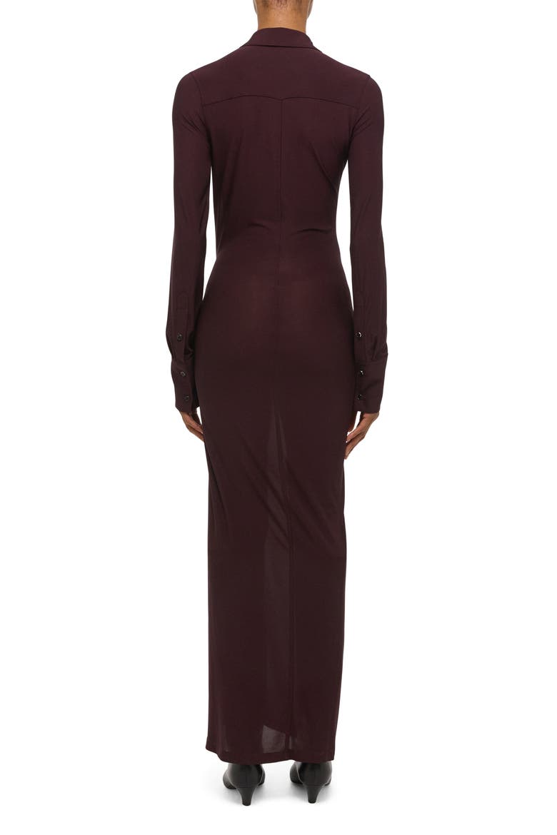 Asymmetric Long Sleeve Dress, Alternate, color, MAHOGANY