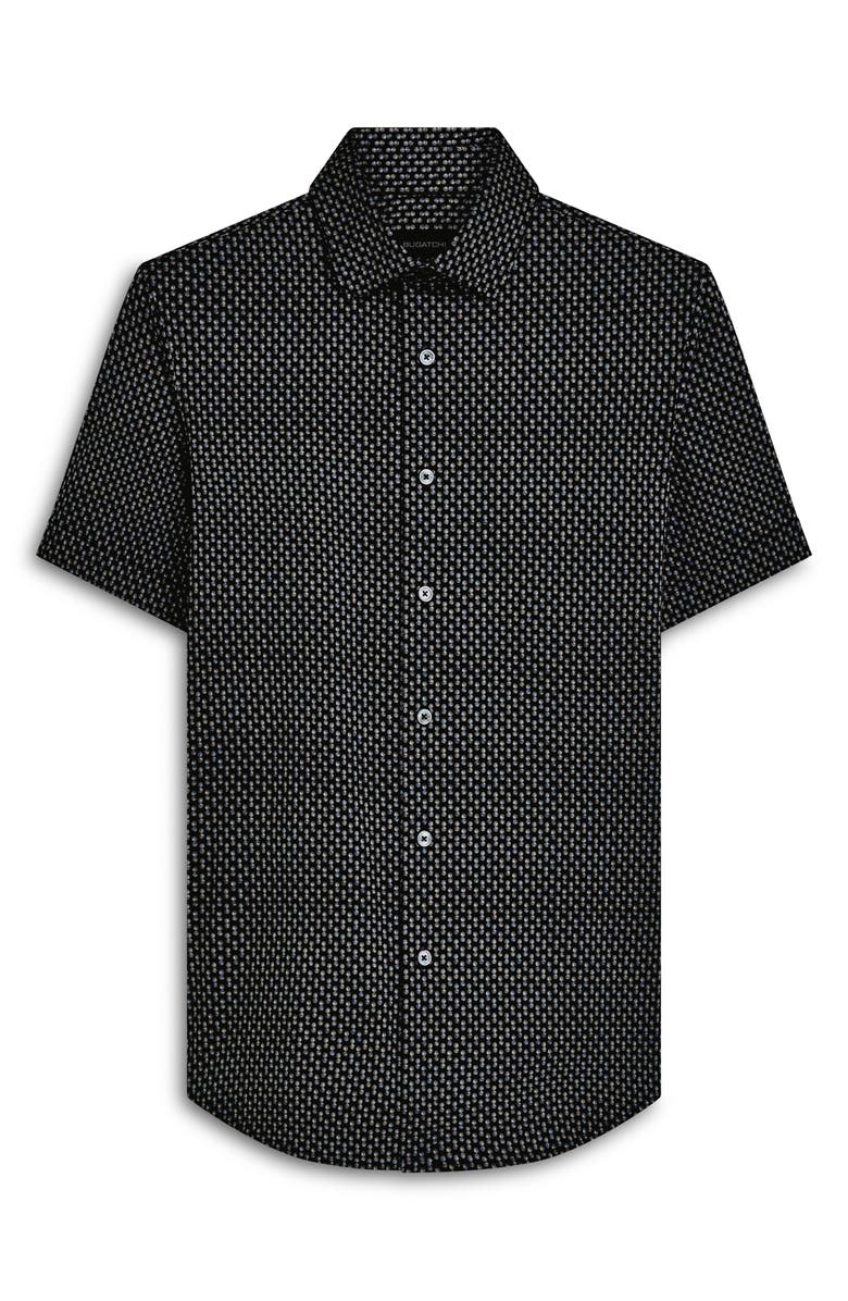 Bugatchi OoohCotton<sup>®</sup> Dot Print Short Sleeve Button-Up Shirt, Alternate, color, 