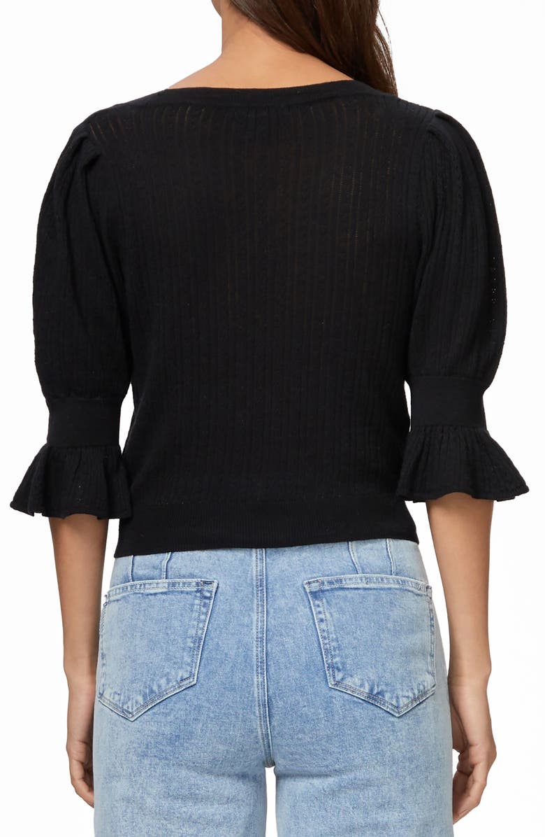 PAIGE Magnolia Pointelle Scoop Neck Sweater, Alternate, color, Black