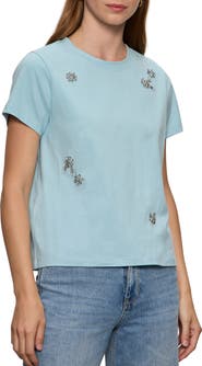 Sanctuary Floral Crystal Embellished Organic Cotton T-Shirt
