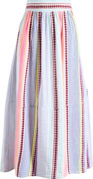 lemlem Tola Embroidered Cover-Up Wrap Maxi Skirt