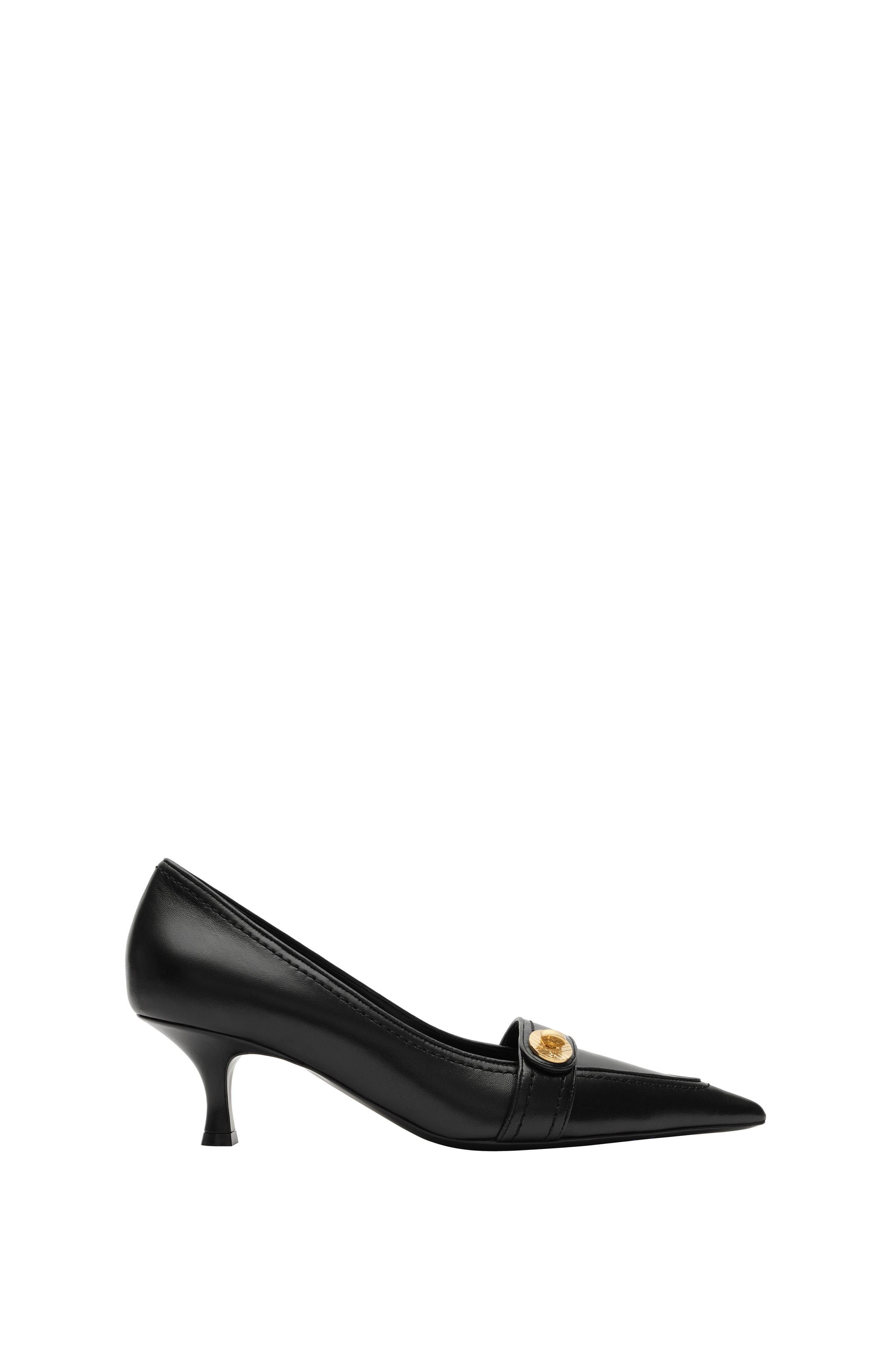 Burberry Leather Cotswolds Low Pumps, Main, color, Black