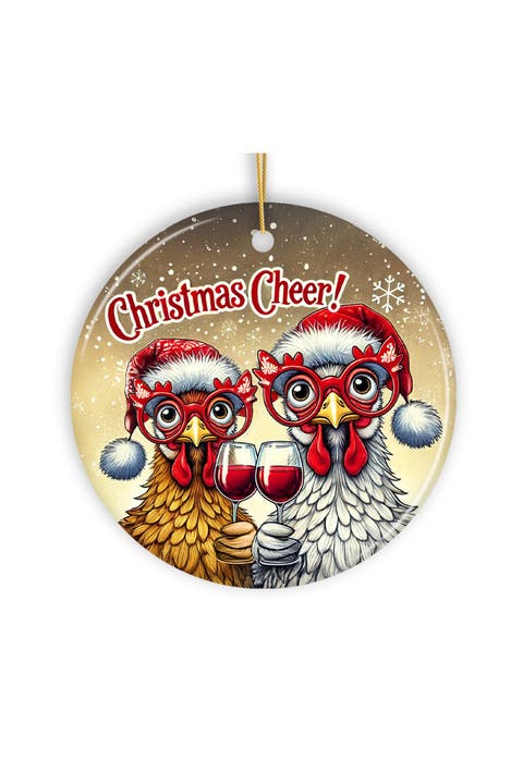 Christmas Cheer Chicken Santa Hat Ornament - Version 2